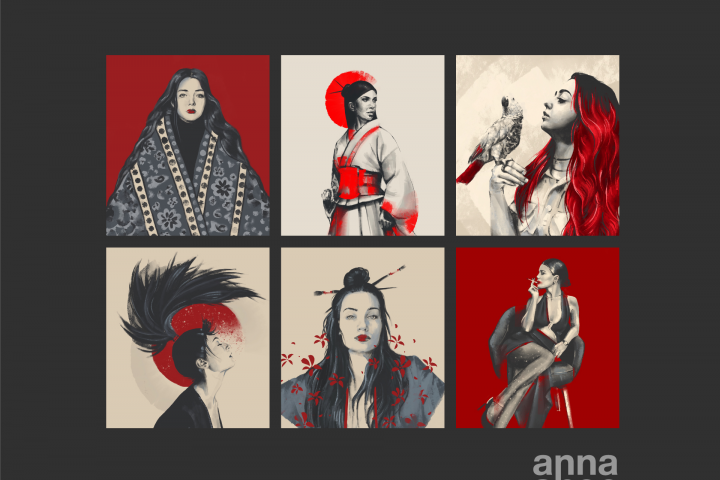 Портреты с красным акцентом