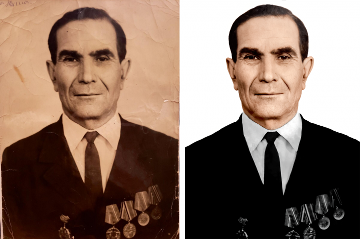 Реставрация старой фотографии ветерана