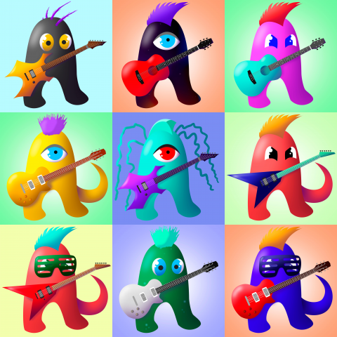 Фрагмент NFT коллекции "Guitar Slimes"