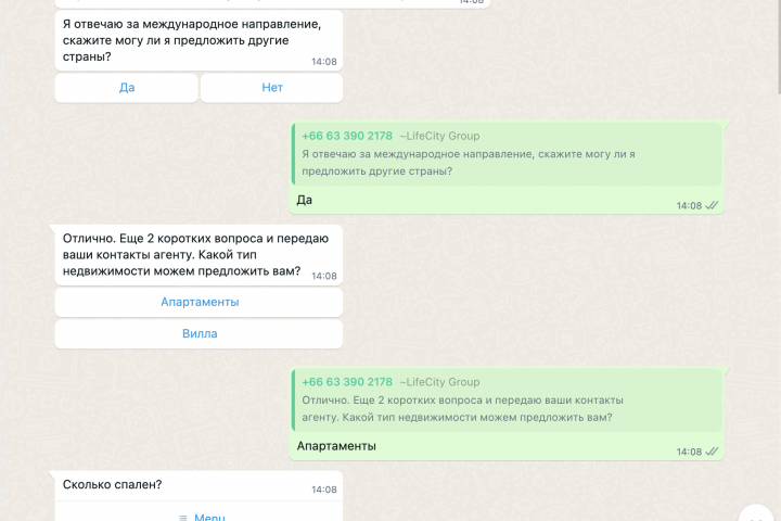 Квалификация лида ботом WABA(официальный WhatsApp)