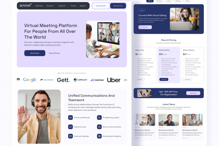 Дизайн сайта для сервиса видеозвонков и видеоконференций