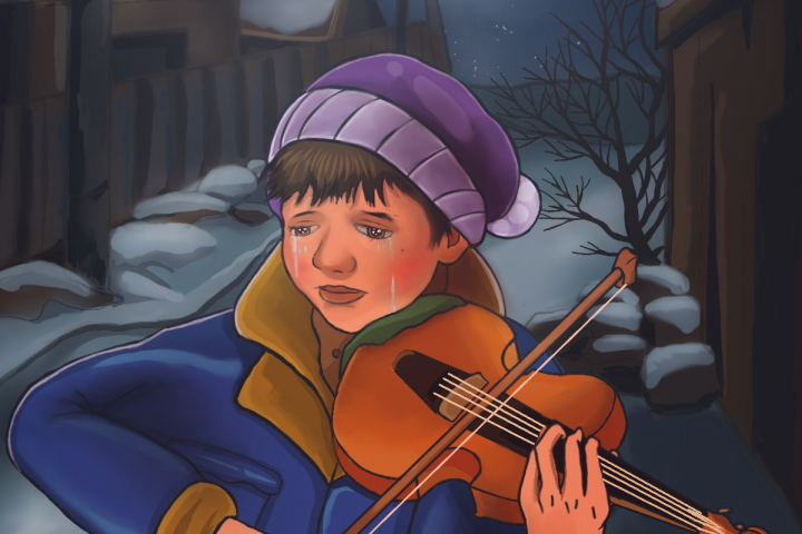 Мальчик играет на скрипке