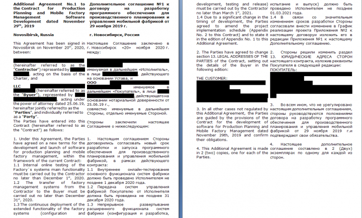 Доп. соглашение на разработку ПО