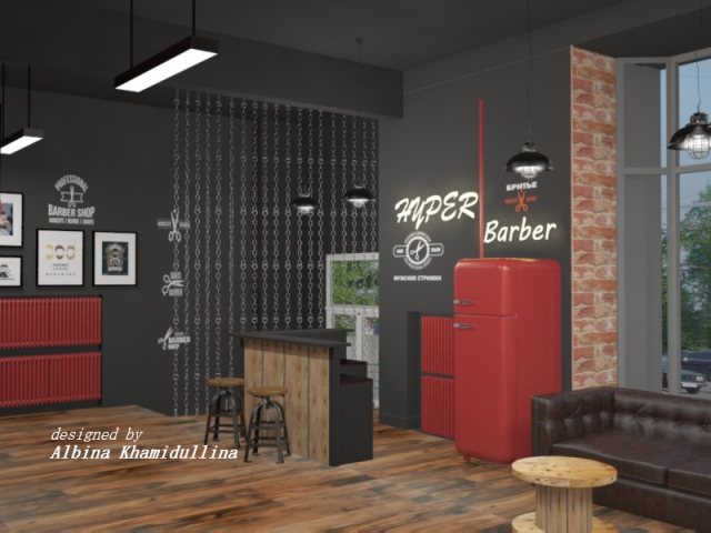 Дизайн-проект барбершопа HyperBarber(г.Москва)