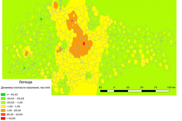 Карта-схема плотности населения