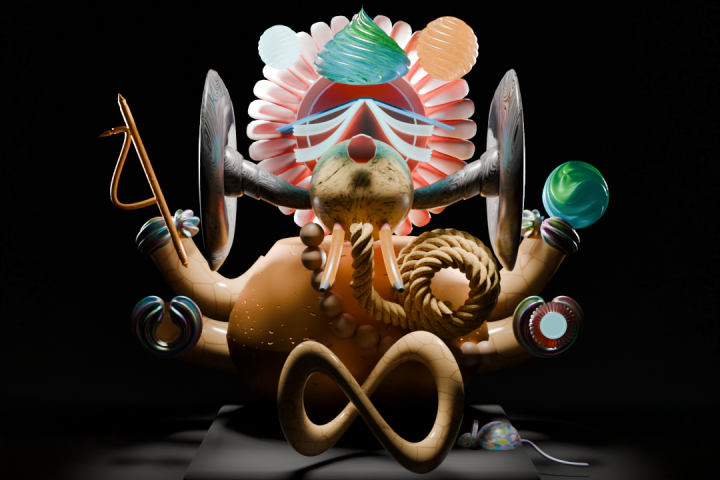 Арт абстрактный Бог мудрости и благополучия Ганеша