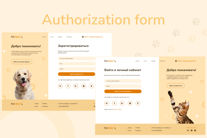 Форма входа / регистрации