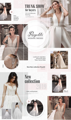 The design-concept for a wedding dresses manufacturer. Instagram
