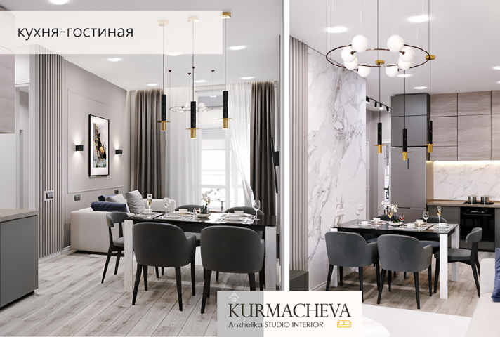 Дизайн квартиры в современном стиле | 75 м2