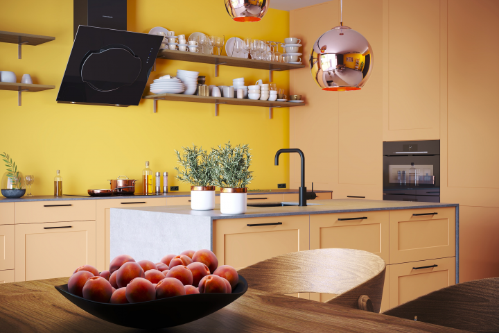 Интерьер кухни в цвете "Peach Fuzz"