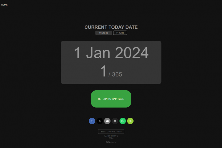 Сервис показа текущей даты и дня в году (темная версия)
