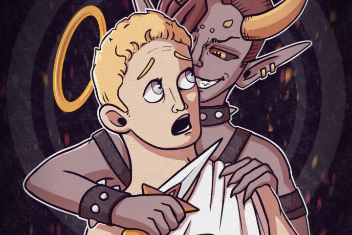 Inktober. Темы кинжал, ангел и демон