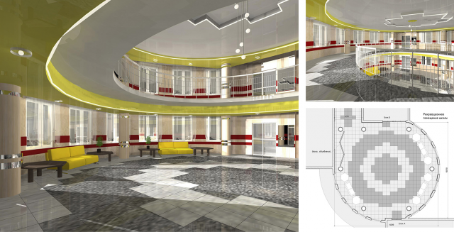 Интерьер рекреационного помещения школы