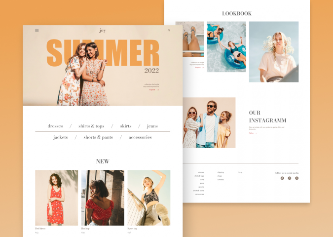 joy - дизайн интернет-магазина одежды