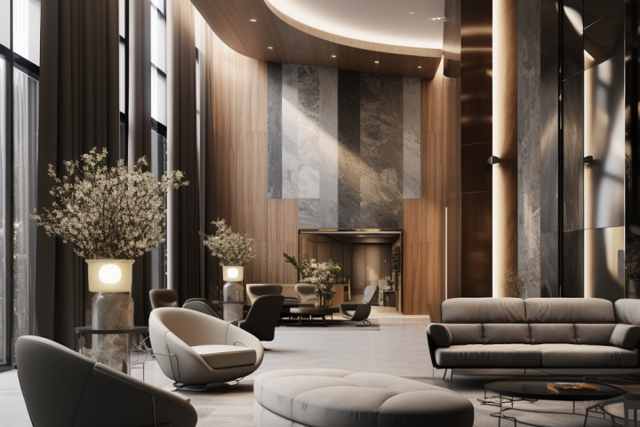 Лобби жилого комплекса - side lounge area