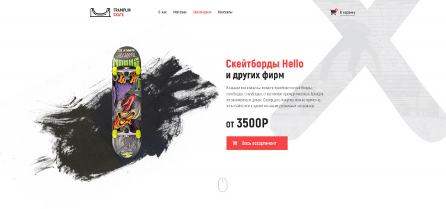 Концепт главной страницы скейтшопа