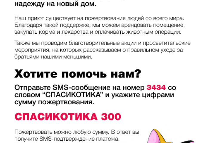 Листовка для приюта
