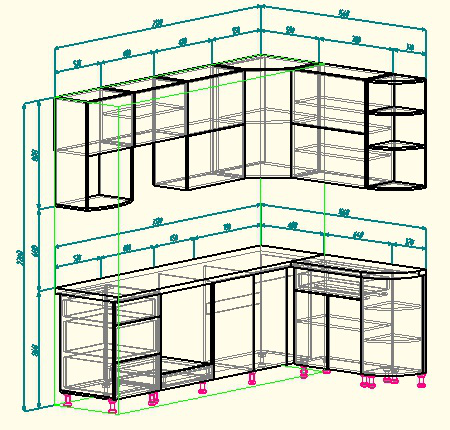 Угловая кухня с tip-on