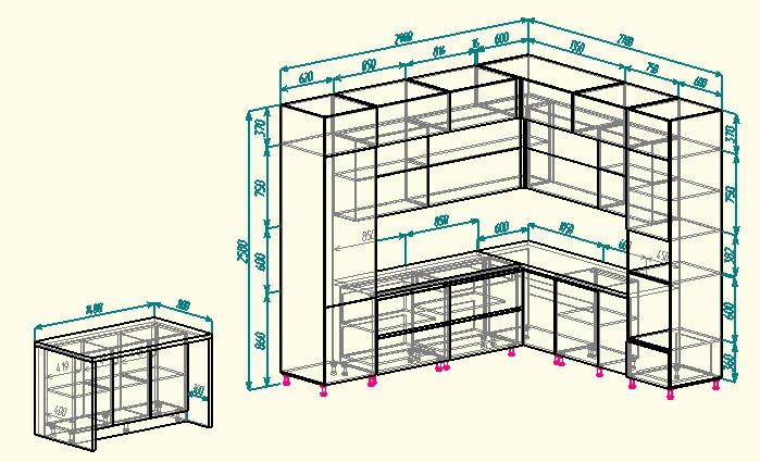 Кухня с ручкой-профилем
