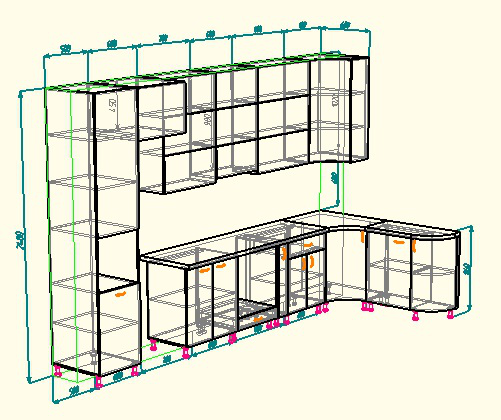 Кухня угловая с пеналом