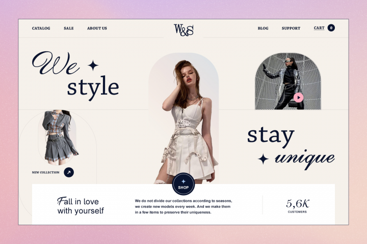 Дизайн концепт первого экрана для компании брендовой одежды