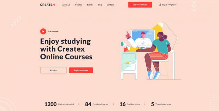 Адаптивная верстка 9-ти страничного сайта onlineCourse