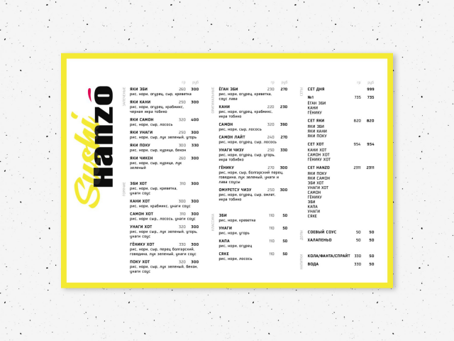 Меню для ресторана доставки