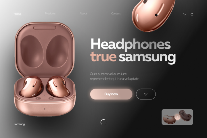 Интерфейс сайта наушников Samsung