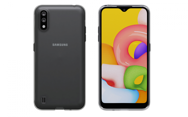 Смартфон Samsung в прозрачном чехле