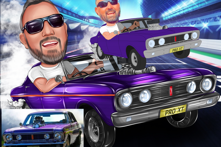 Шарж с автомобилем