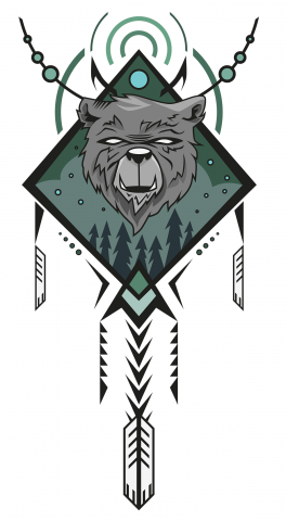 Этнический орнамент с медведем