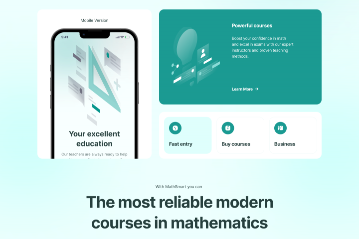 Концепт лендинга для курсов по математике