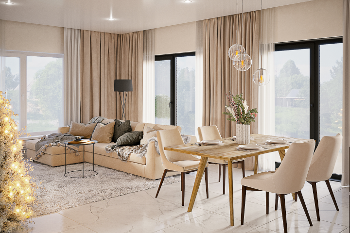 Визуализация кухни-гостинной