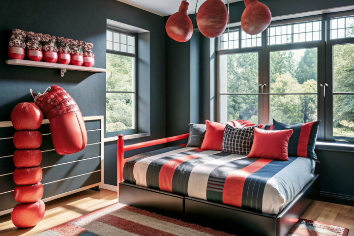 Интерьер спальной комнаты мальчика боксера