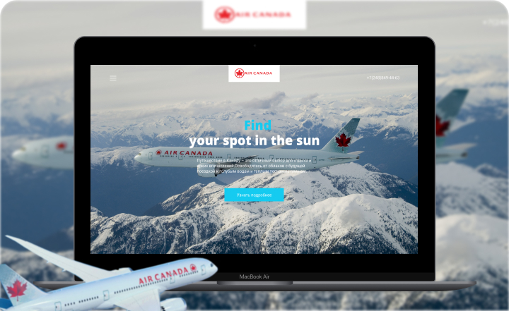 Редизайн сайта Air Canada,Landing Page