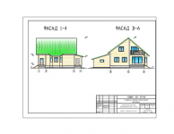 Коттедж из проф-го бруса. Фасады.