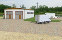 Гаражные боксы на 4 грузовых автомобиля. Фасад.