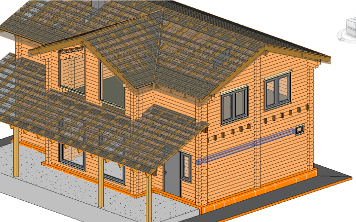 Детальная баня из бруса в REVIT