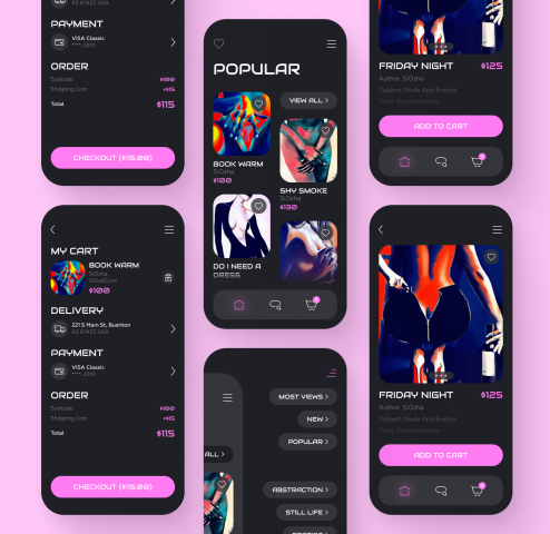 Mobile application for the sale of paintings