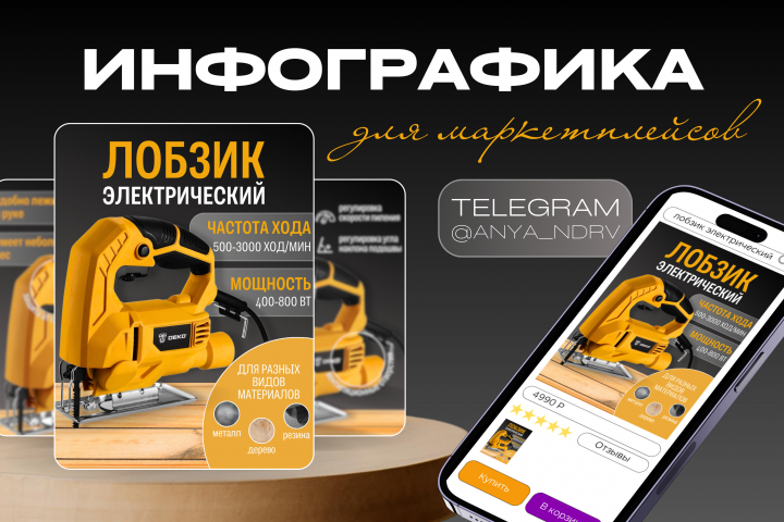 Дизайн инфографики для товара "Электрический лобзик"