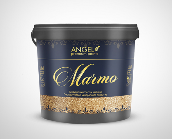 Дизайн этикетки для перламутрового минерального покрытия "Marmo"