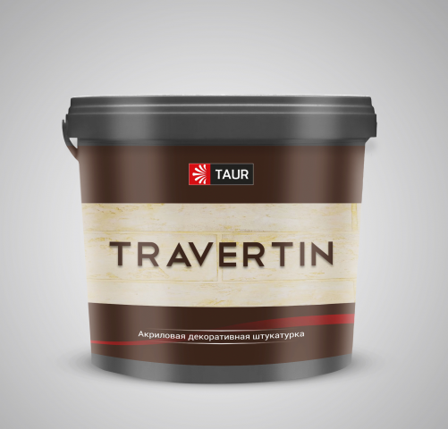 Дизайн этикетки для декоративной штукатурки "Travertin"