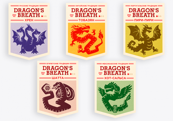 ЭТИКЕТКИ ДЛЯ ОСТРЫХ СОУСОВ "DRAGON'S BREATH"