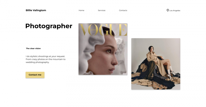 Дизайн сайта  для продажи услуг фотографа.