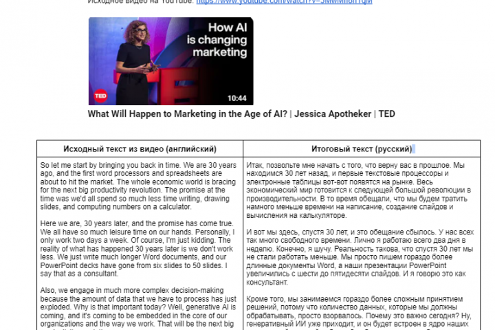 Расшифровка видео на английском языке