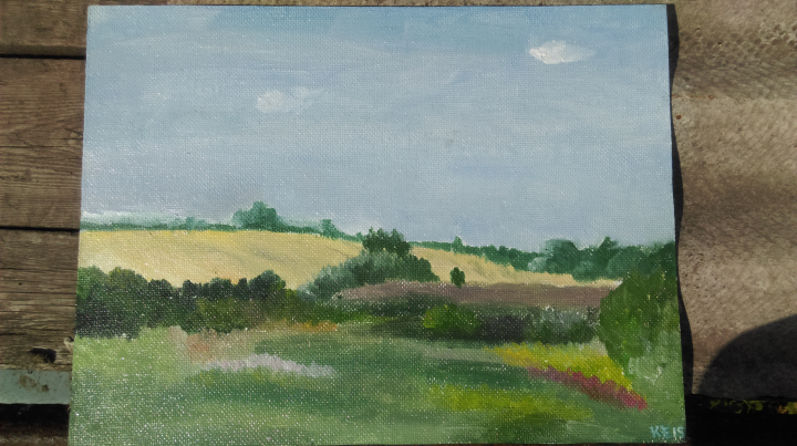 Пейзаж  с пленера - живопись - масло