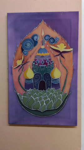 Учебная работа - батик - сказочный замок