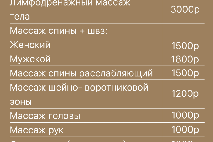 Прайс-лист (SPA Magic).