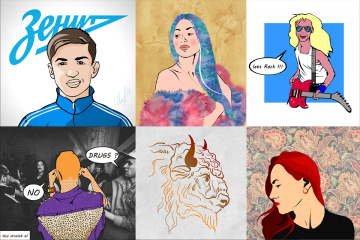 Портреты, иллюстрации, комиксы.