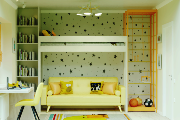 Визуализация  подростковой детской комнаты